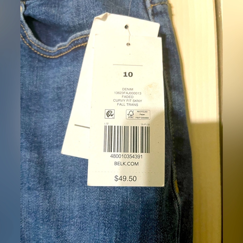 NWT TRUE CRAFT CURVY HIGH RISE SKINNY JEAN - WOMEN 14